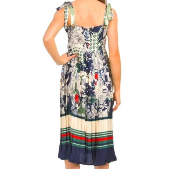 NWT Dalia MacPhee Pleated Tie Shoulder Floral Dress, Size S - Picture 3 of 16